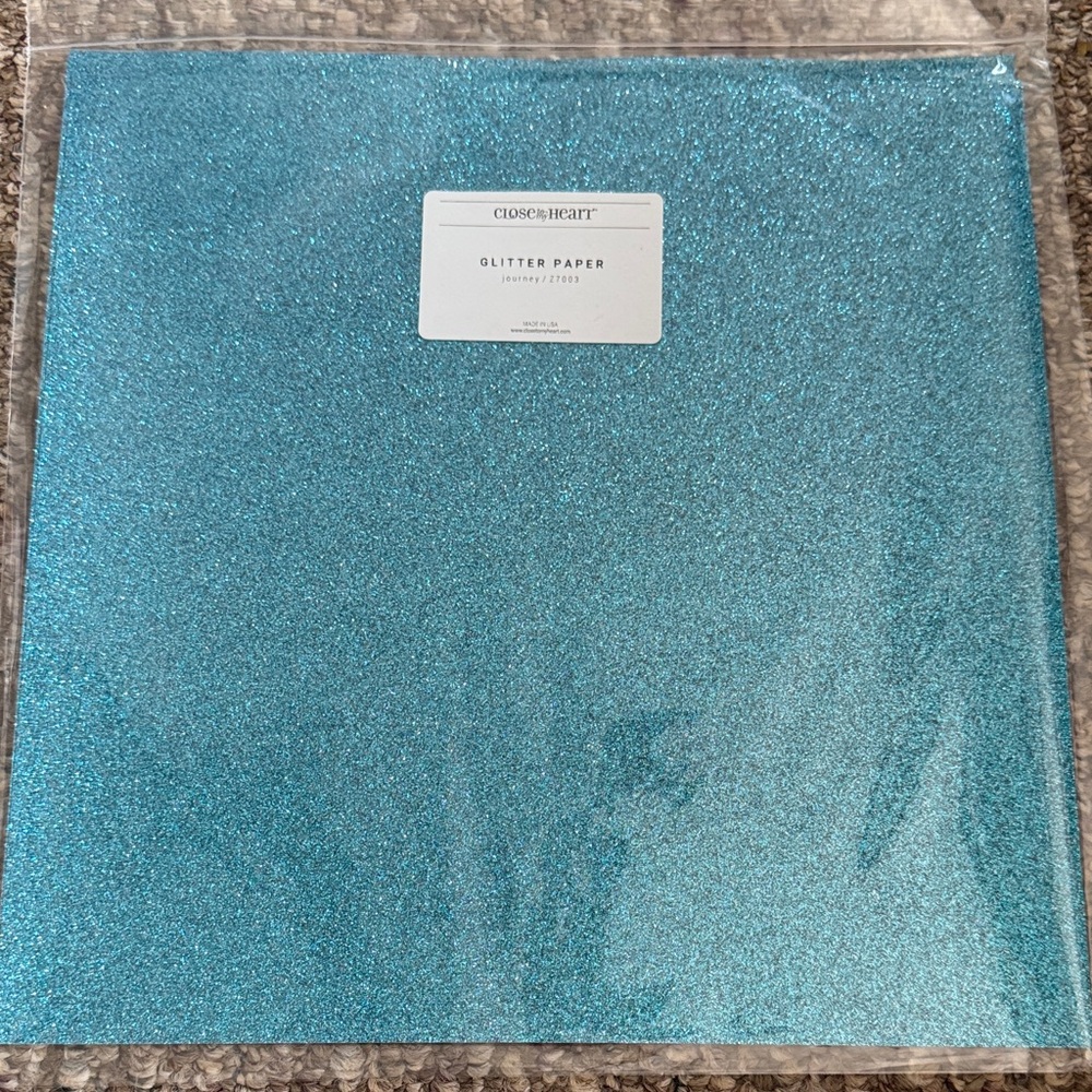 Close To Heart Turquoise Glitter Paper Sheet - Sparkling Craft Paper